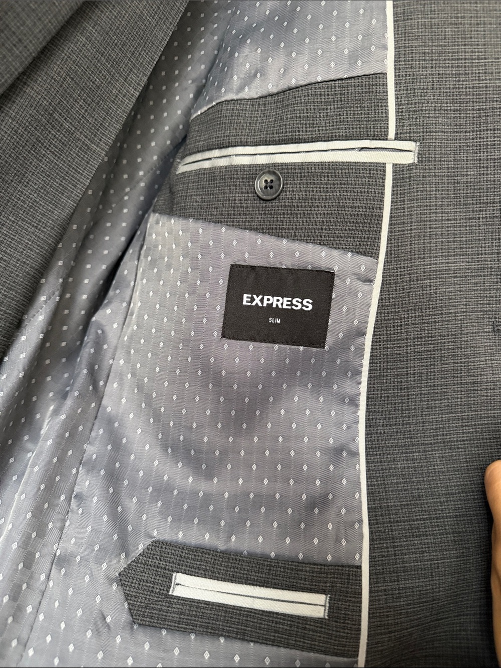 Express Men's Gray Slim Fit Wool Blend Stretch Suit 2-Piece Set 42R / 34x30 - Picture 4 of 16